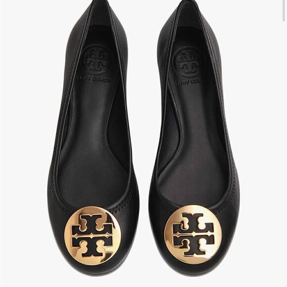 Tory Burch Reva Leather Ballet Flats In Black size 9.5 - Picture 1 of 10